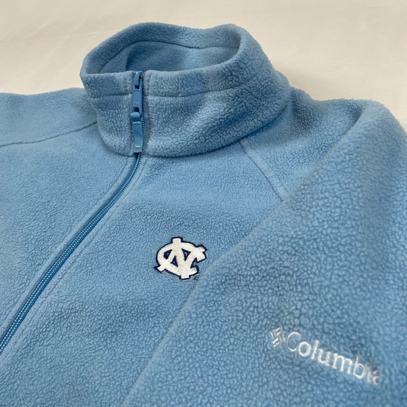 Columbia UNC Tar Heels Fleece Jacket Womens Large Full Zip Baby Powder Blue - Picture 1 of 10
